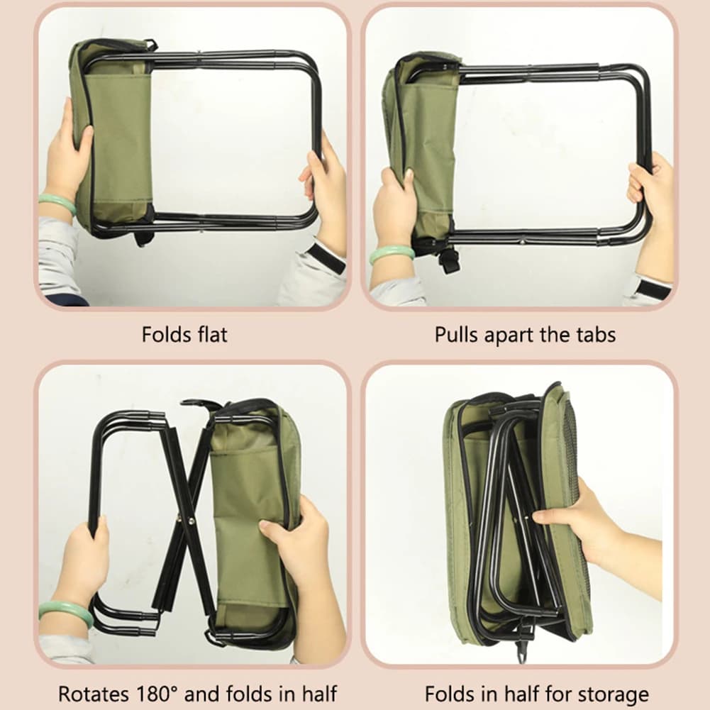 Tabouret sac à dos pliant pêche - Siège randonnée léger avec filet rangement pour aventures pêche