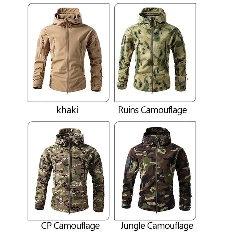 Softshell tactique peau de requin homme - Veste polaire camouflage automne - Imperméable pêche chasse