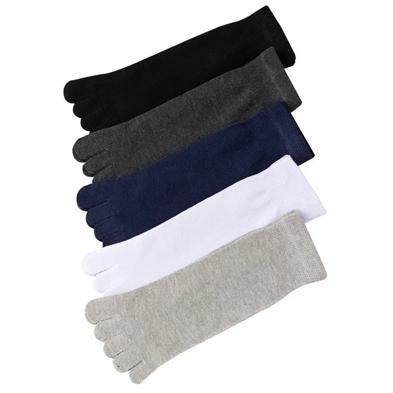 Chaussettes cinq doigts homme coton pur absorption transpiration mi-bas séparation orteils pêche