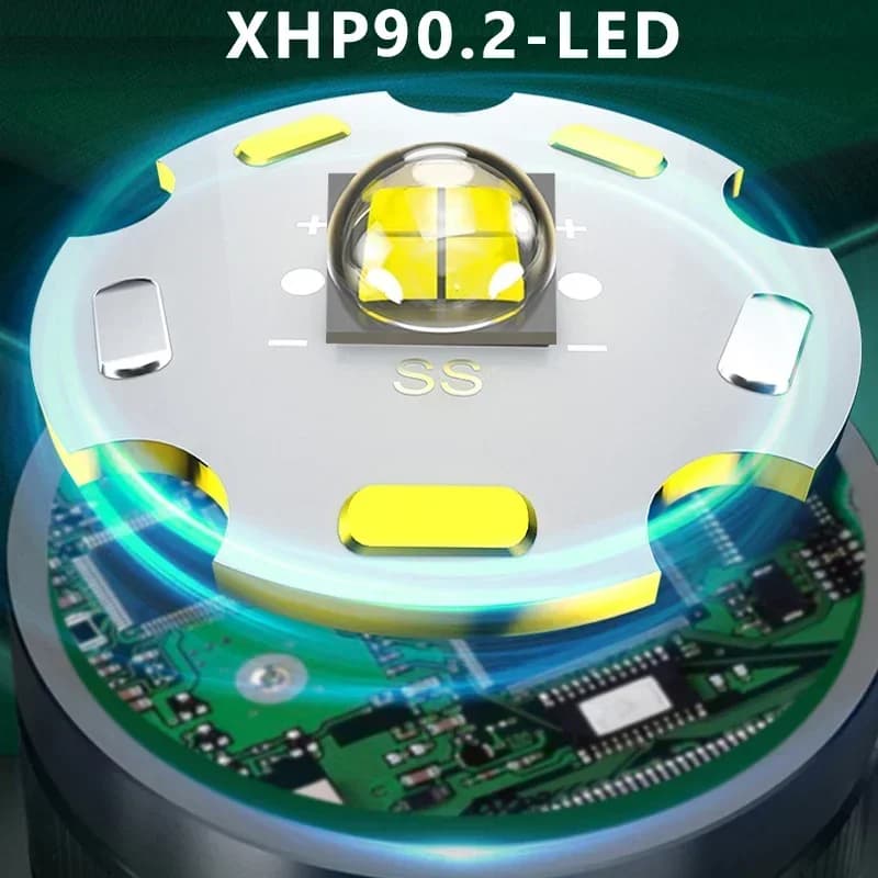Lampe frontale XHP90 ultra puissante 1000m rechargeable 2x18650 pour pêche nocturne et camping