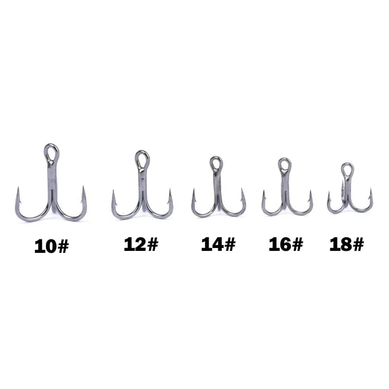 Hameçons triple ronds Outkit 10 pièces - Ultra-affûtés 3x renforcés acier carbone anti-rouille tailles 10-18#