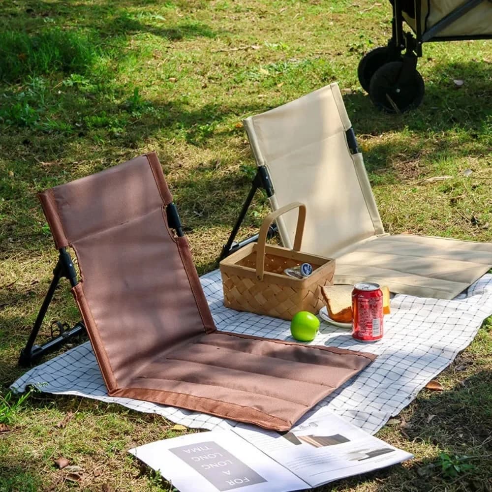 Chaise pliante de jardin avec coussin dossier - Siège paresseux pour pique-nique et pêche plage