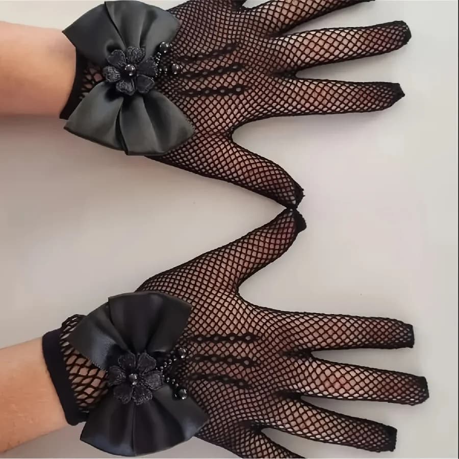 Filets gants pêche enfants élégants perles lacets élastiques fêtes mode été