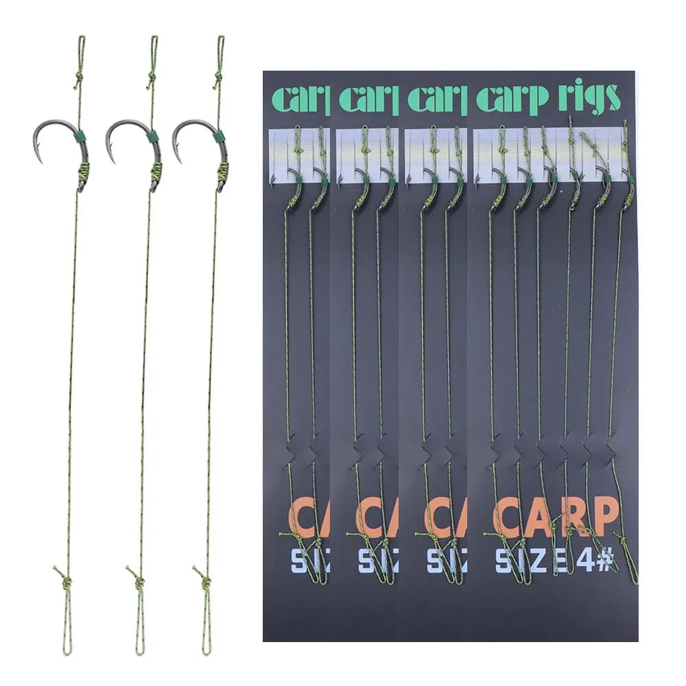 6 hair rigs carpe pré-montés avec hameçon acier allié et ligne tressée pour méthode feeder - Accessoires