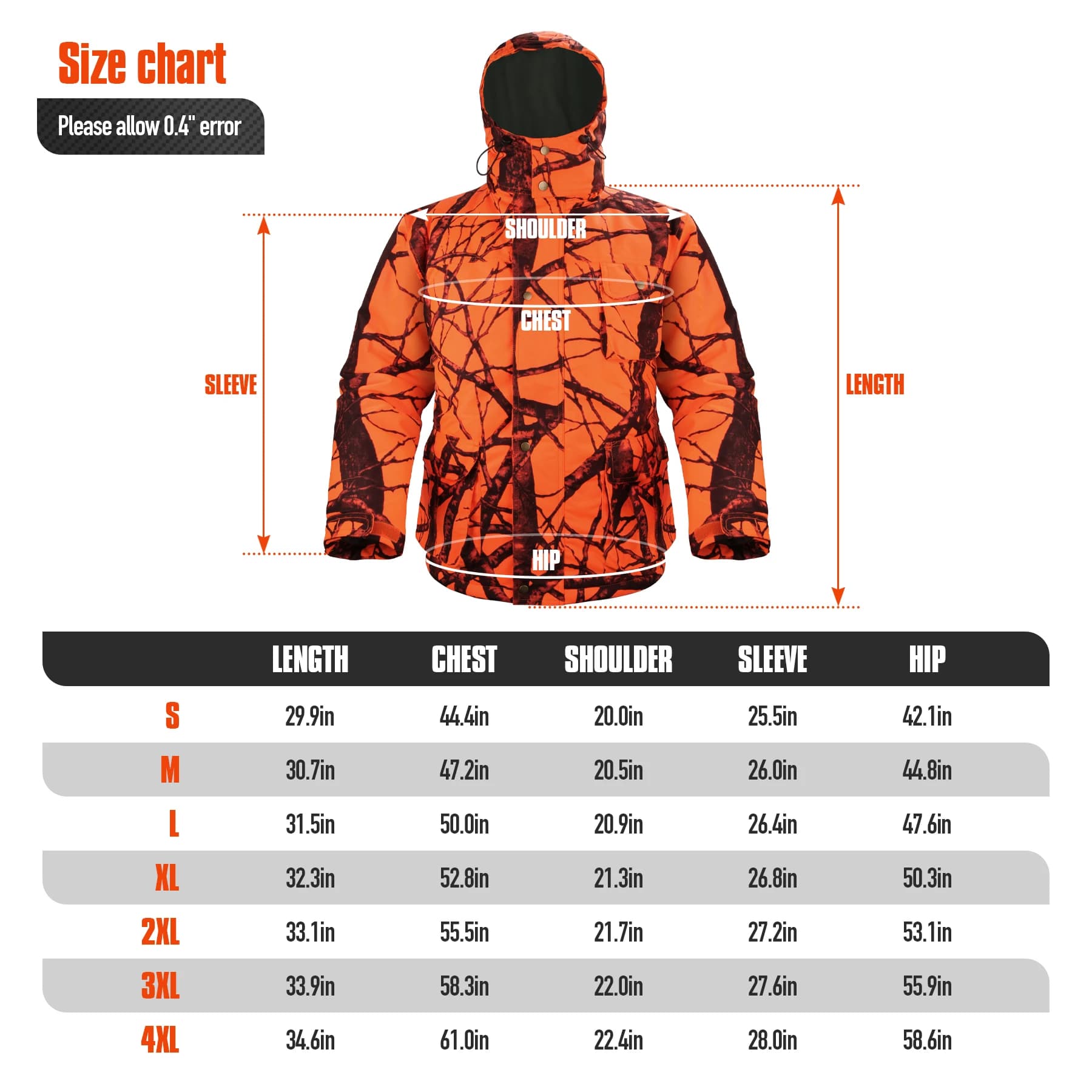 Veste de chasse camouflage orange homme - Vêtement pêche extérieur - Hoodie coupe-vent tactique automne hiver