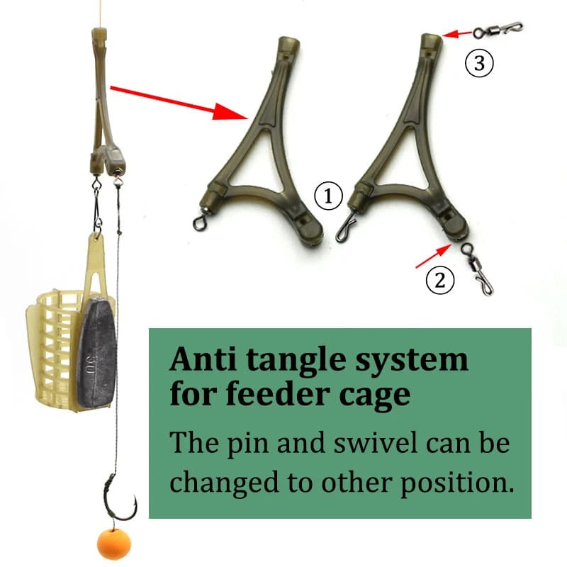 Système anti-emmêlement pour cage feeder carp - 100/50/30/10 pièces accessoires pêche rigs