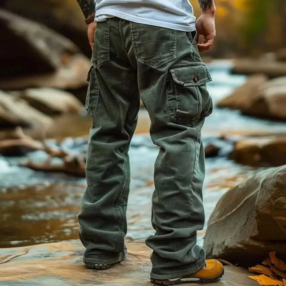 Pantalon velours côtelé pêche rétro pour pêche traditionnelle et pêche au coup classique