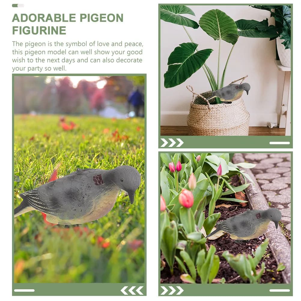 Figurines pigeons réalistes - 2 leurres de chasse en plastique pour jardin et décoration extérieure