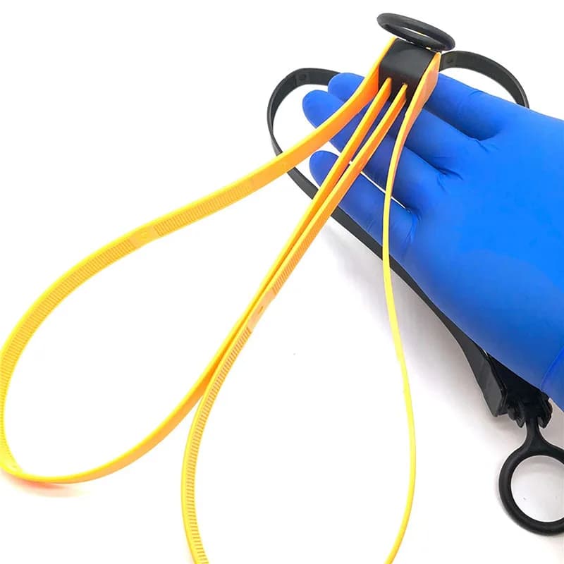 Menottes plastique tactiques attaches câbles pêche sécurité matériel jaune noir accessoires
