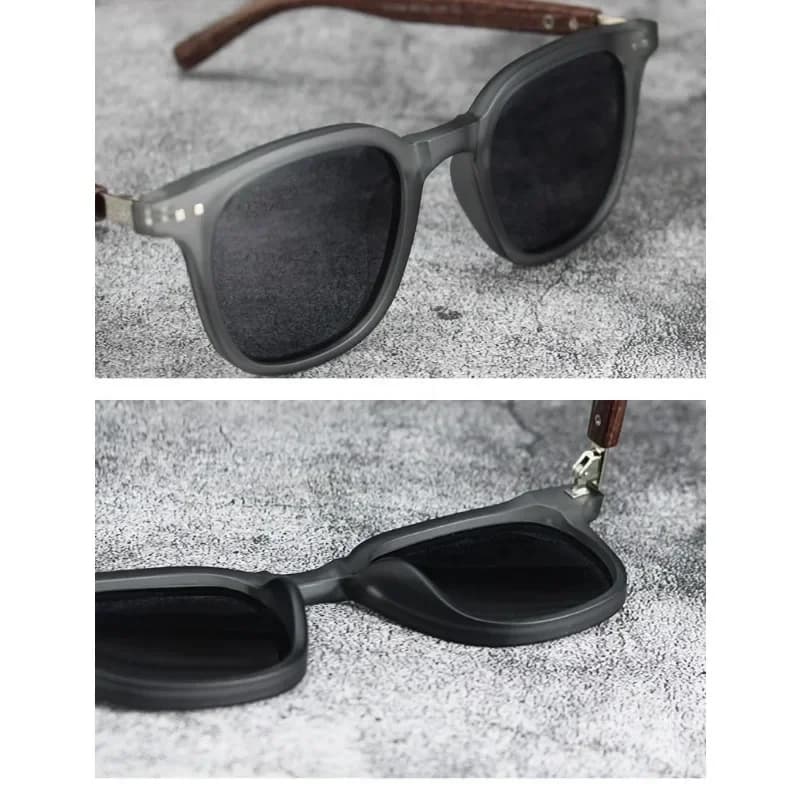 Lunettes de soleil bois polarisées rétro - Pêche et vélo - Protection UV street photography
