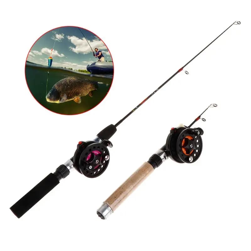 Canne à pêche hiver glace portable mini YD61 avec moulinet pour pêche sur glace