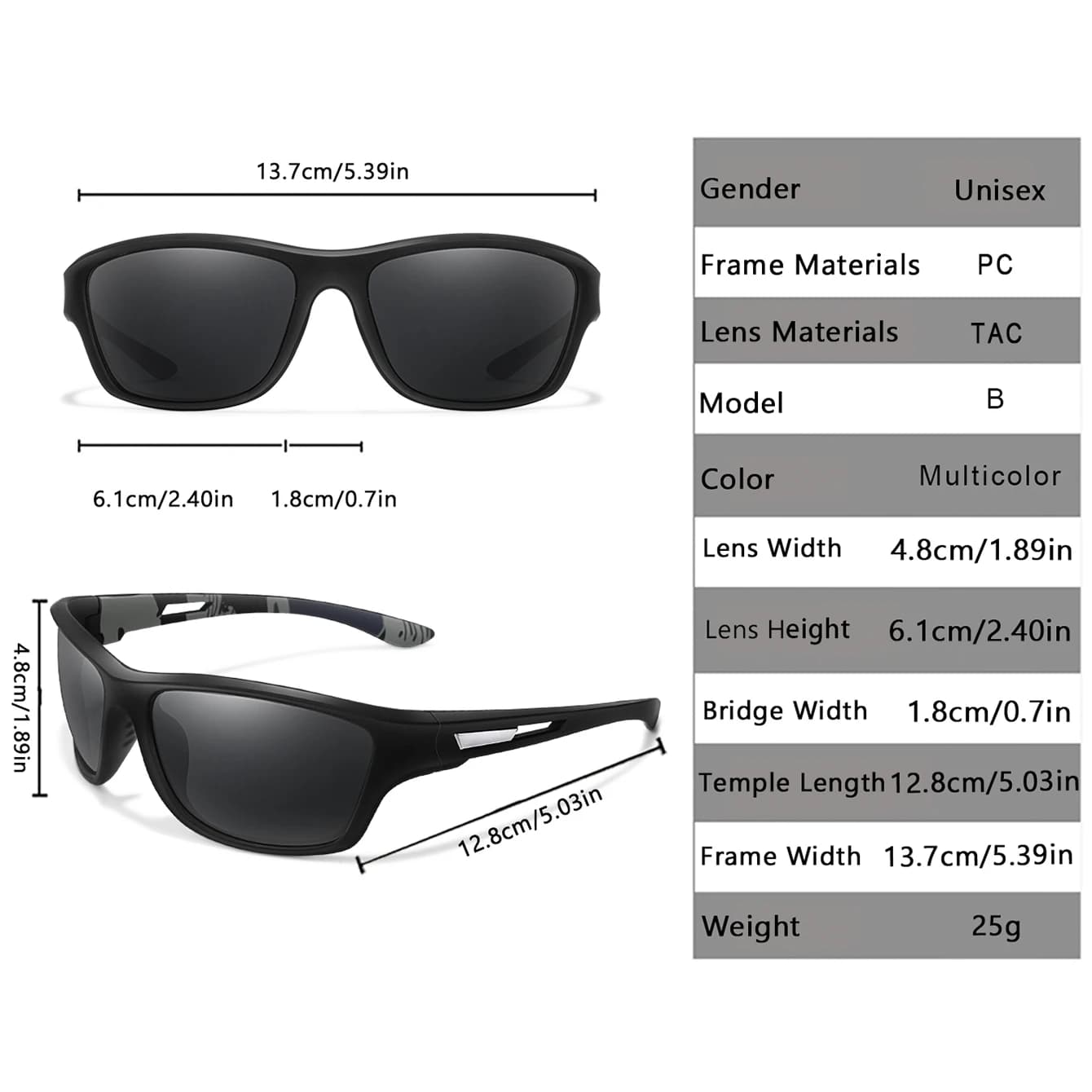 Lunettes de pêche polarisées homme femme UV400 anti-éblouissement avec lentilles TAC