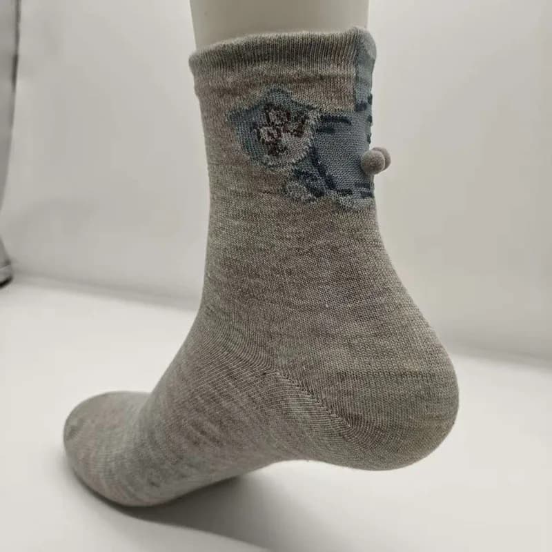 Chaussettes couple mi-mollet imprimé chat 3D unisex confortables respirantes coton doux