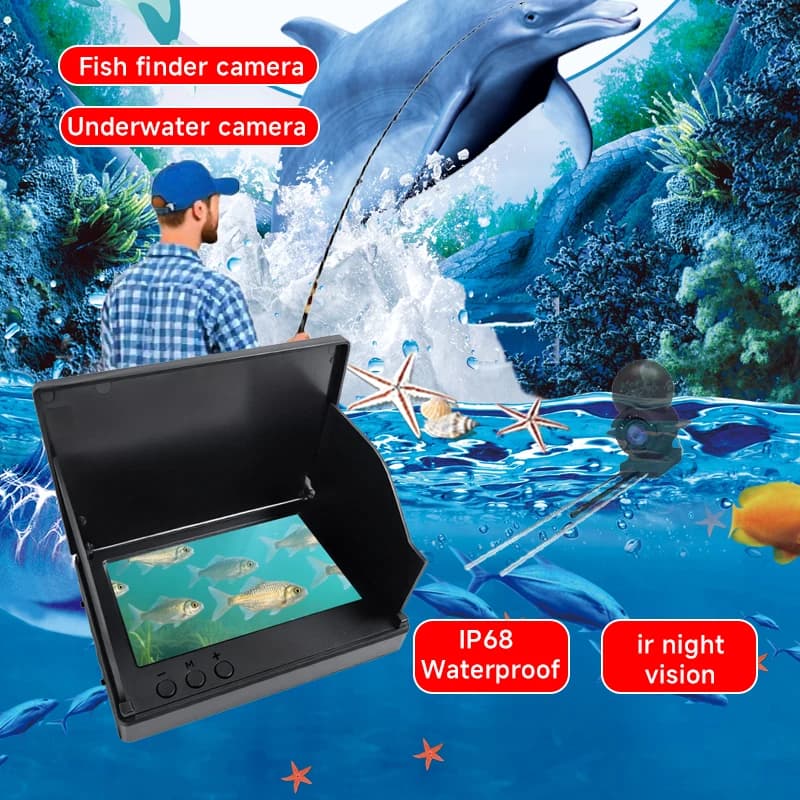 Détecteur de poissons portable Dodosee avec caméra sous-marine 1080P et écran LCD 4.3" - Vision nocturne incluse