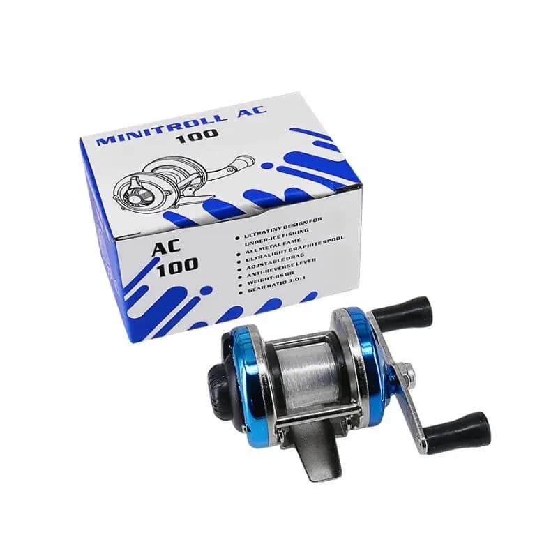 Moulinet mini hiver pêche glace 2024 double bascule métal corps principal avec ligne