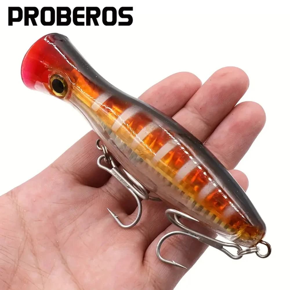Popper PROBEROS 13cm 43g - leurre dur surface avec 2 triples hameçons pour pêche carpe