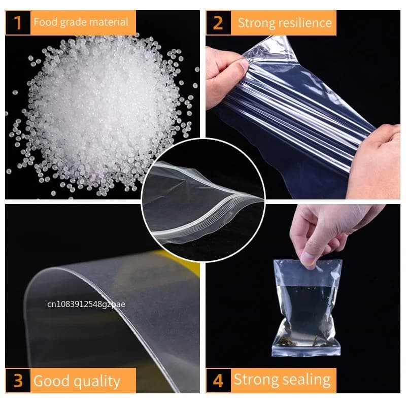 100 sachets zip transparents réutilisables pour conservation alimentaire sous vide - étanches et pratiques