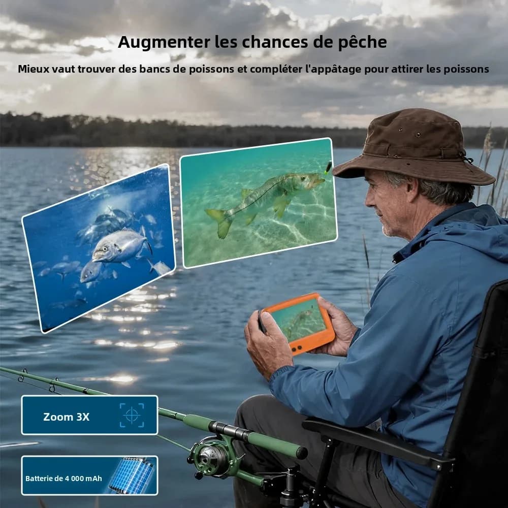 Caméra sous-marine pêche hiver vision nocturne 4.3 pouces LCD Erchang pour pêche glace