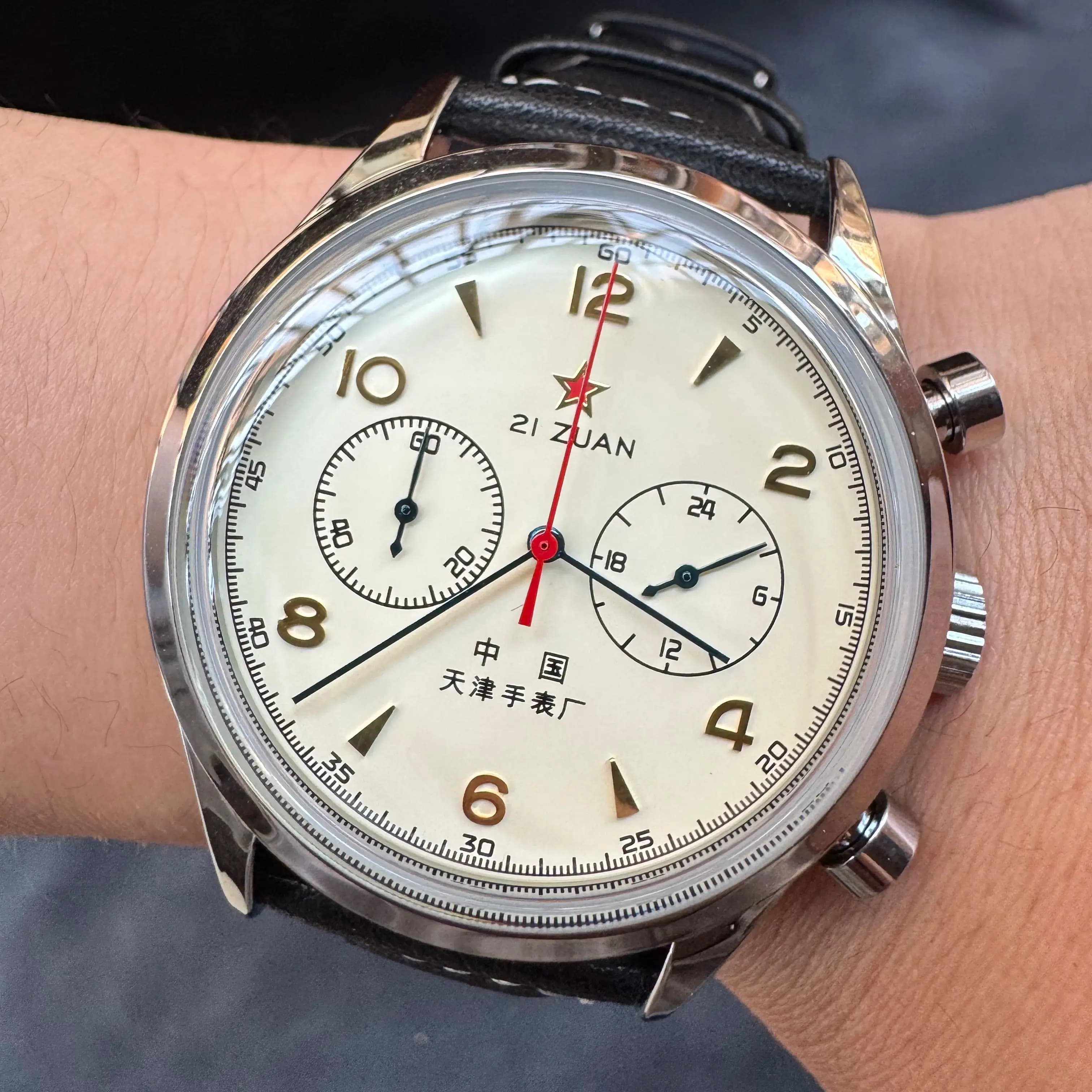 Montre automatique pilote vintage 1963 42mm étanche chronographe rétro pour homme pêche