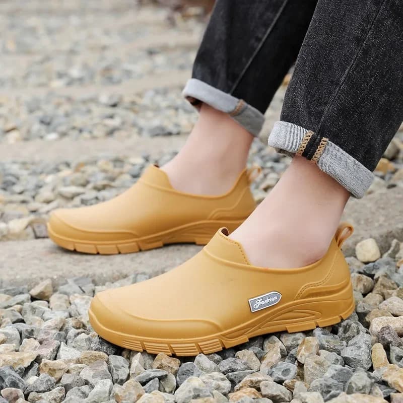 Bottes de pluie basses courtes polaire homme antidérapantes plates toutes saisons