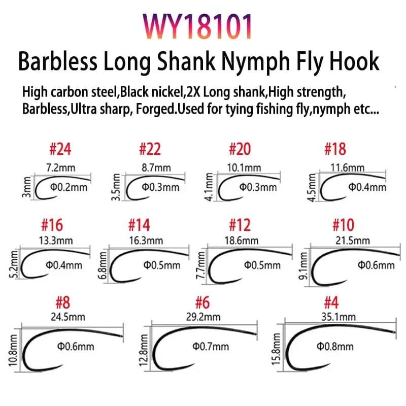 Vampfly 50 hameçons mouche barbés et sans ardillon - nymphes pupes sèches mouche noyée pêche