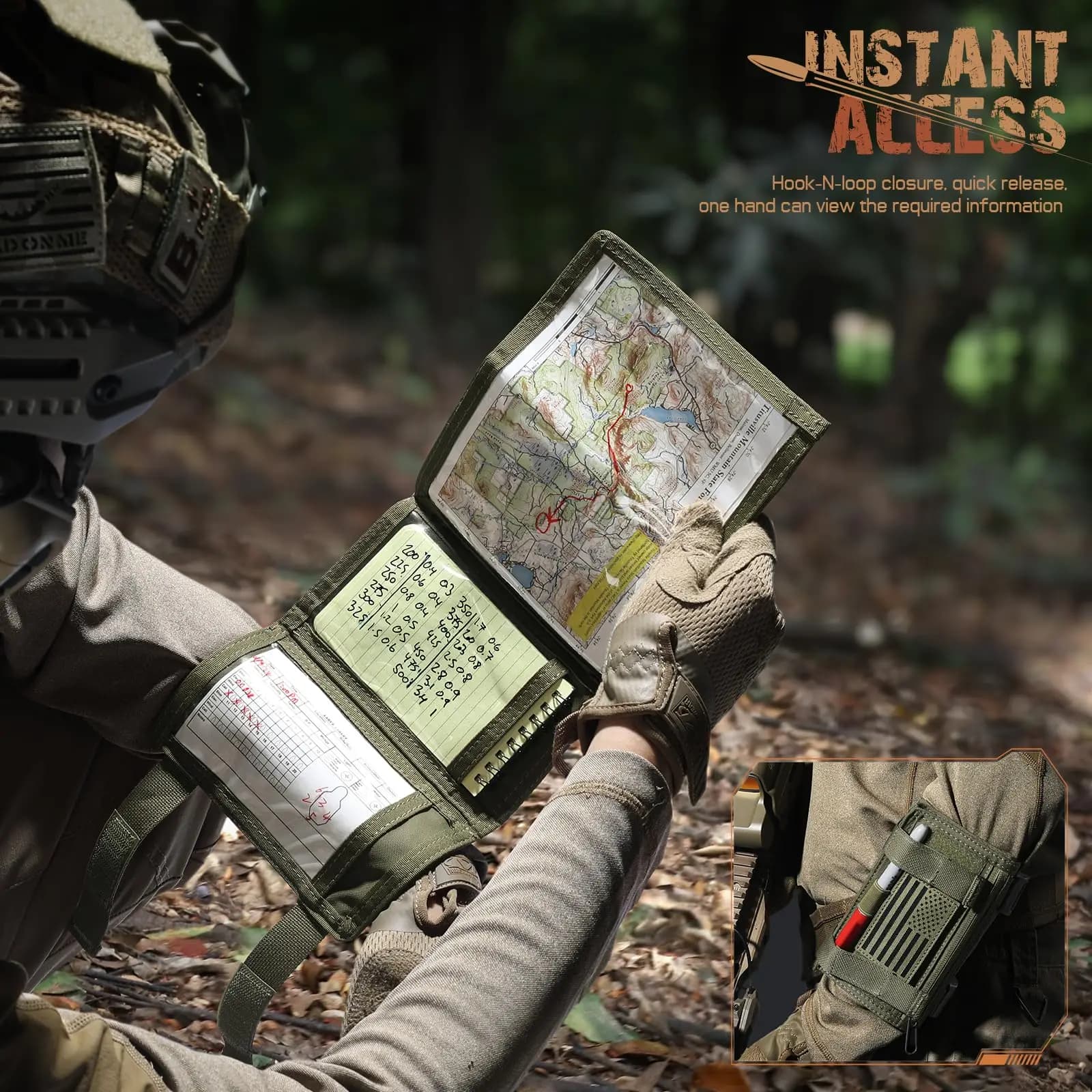 Étui carte tactique bras pour chasse et secours - Porte-carte militaire étanche mesure terrain