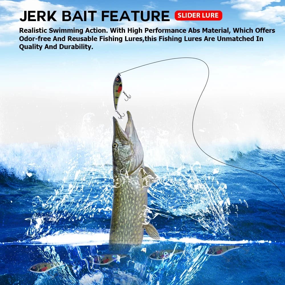 Leurre jerkbait Tsuyoki 90mm-105mm sinking - Crankbait sonore pour pêche lente du brochet et sandre