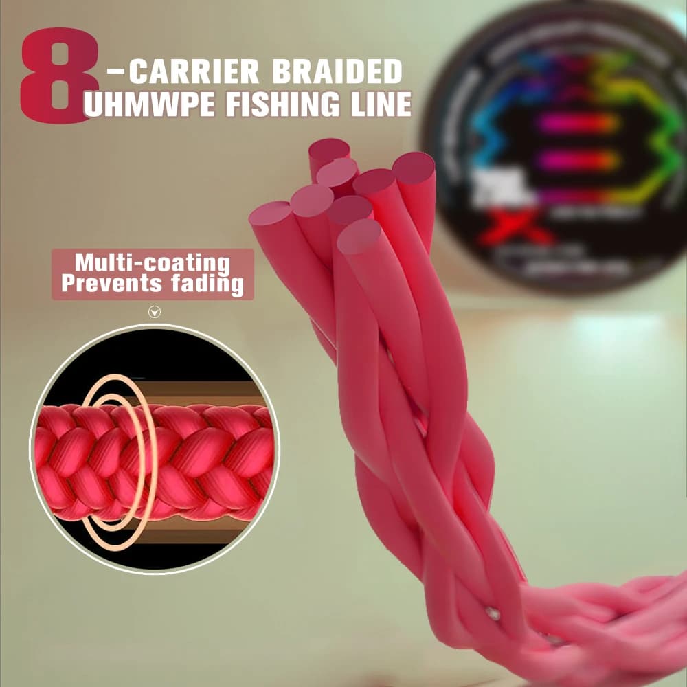 Nouvelle Xbraid X8 Multicolor Résistante à la Décoloration, Ligne Multifilament 1000M pour la Pêche de la