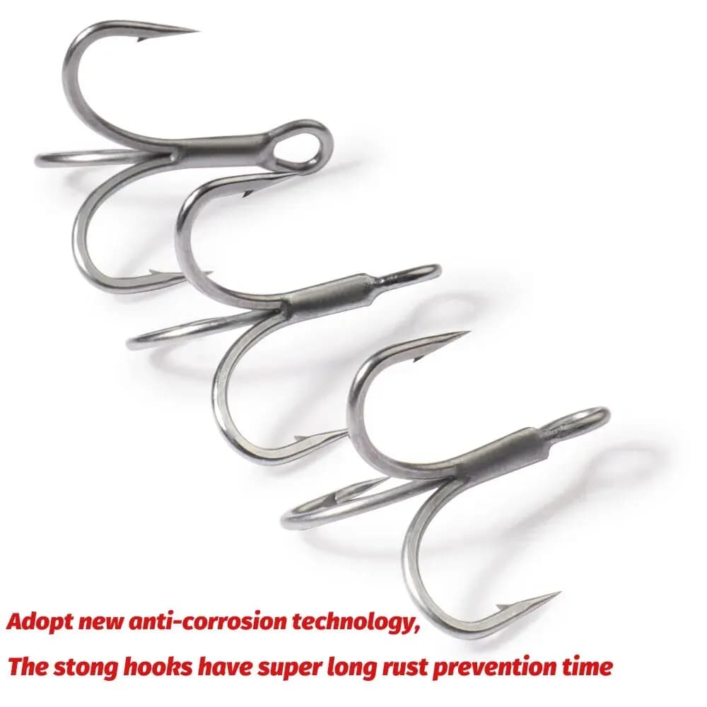 Hameçons triple GOBAIT 20 pièces acier carbone aiguisés 2 à 10 pour pêche - Nickelé anti-rouille