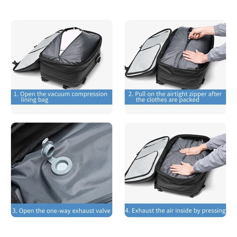 Sac à dos voyage homme compression 17 pouces pêche - Sac professionnel grande capacité étanche ordinateur