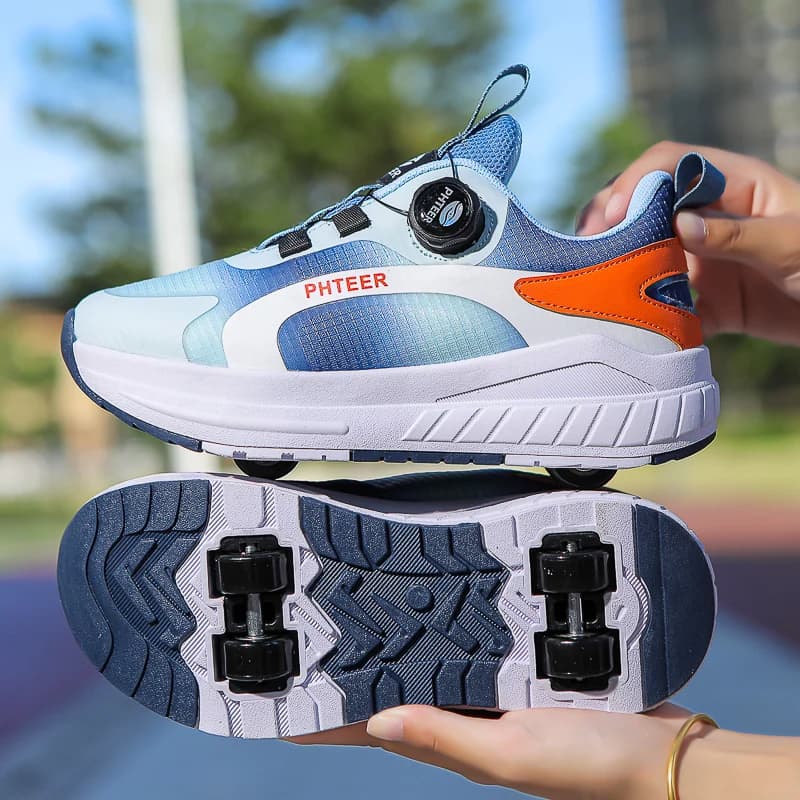 Chaussures rollers enfants pêche deux roues - Détachables bâton lumineux ados pêche