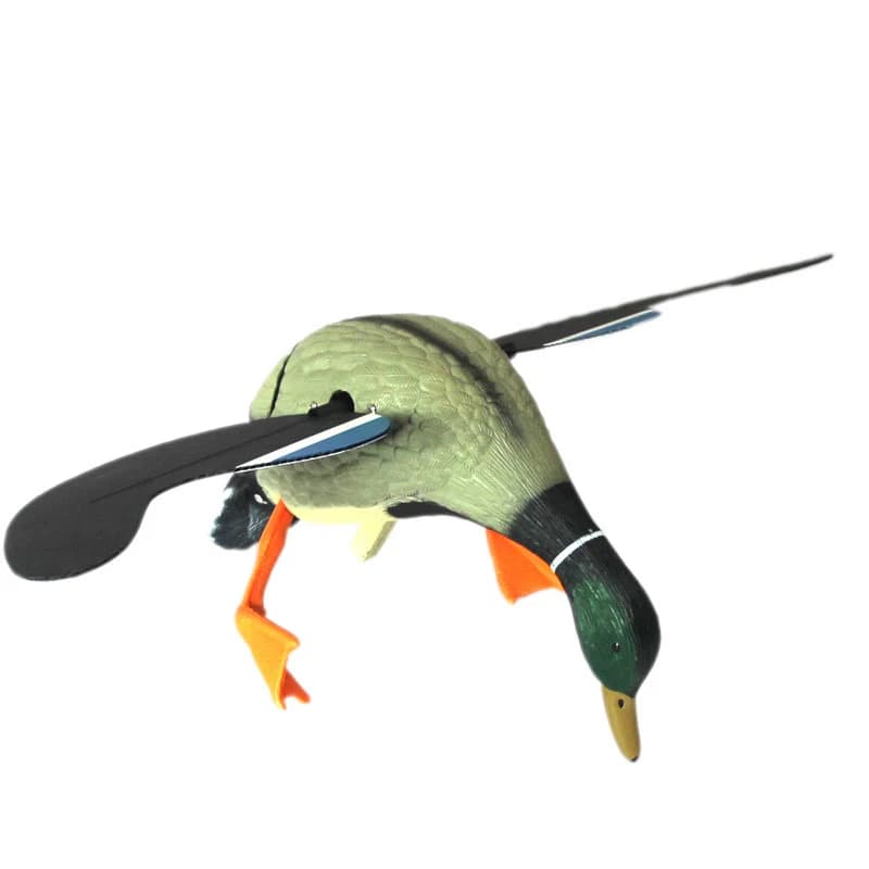 Leurre canard volant télécommandé réaliste - Appât de chasse avec tige de support verte