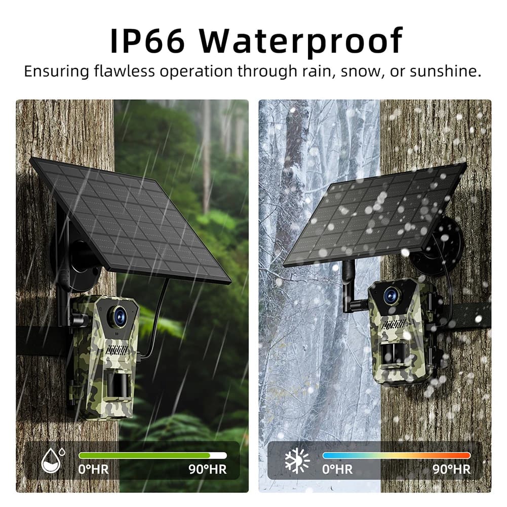 Caméra de chasse 4G solaire étanche vision nocturne streaming vidéo direct surveillance faune