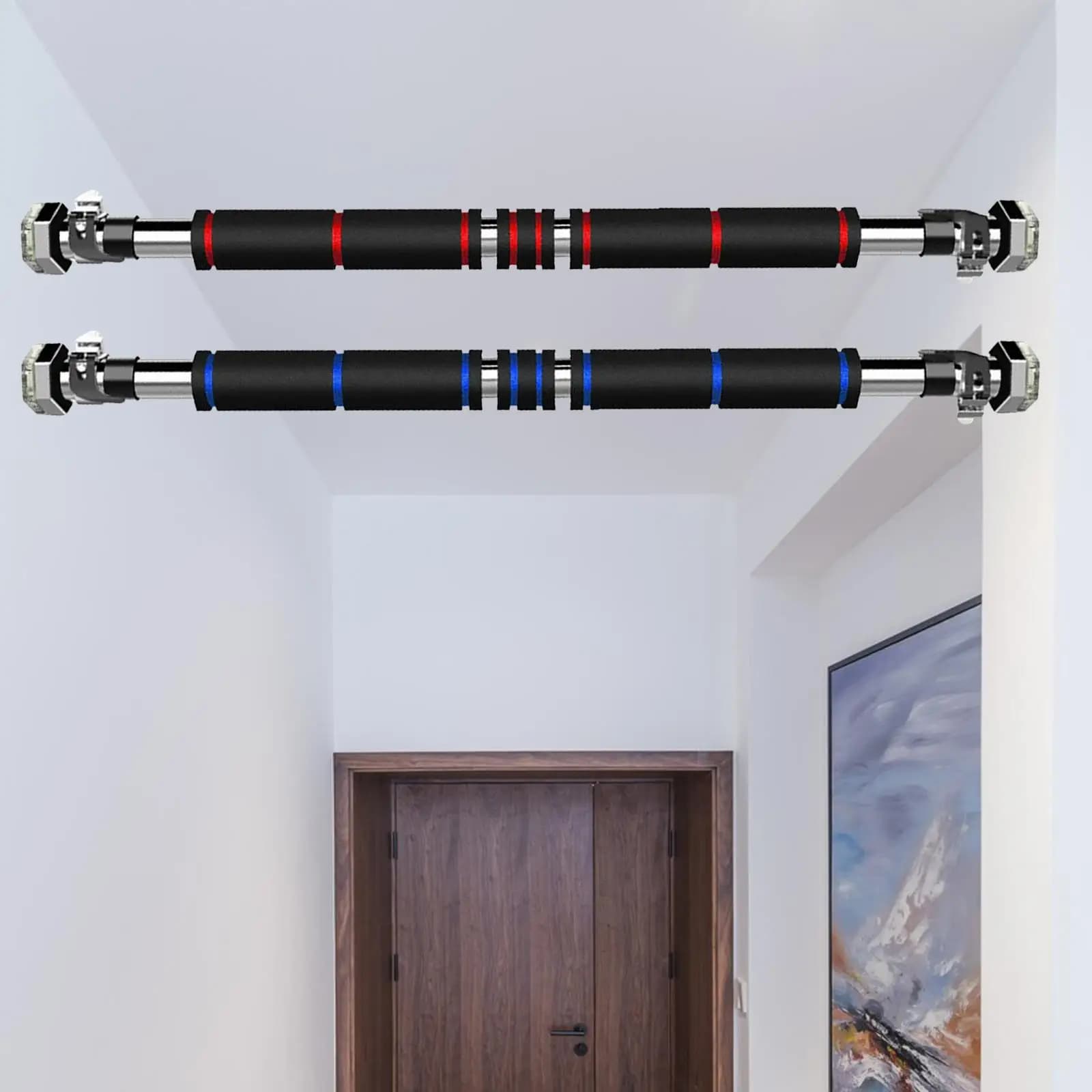Barre de traction porte ajustable longueur 80-130 cm - Barre horizontale télescopique musculation maison