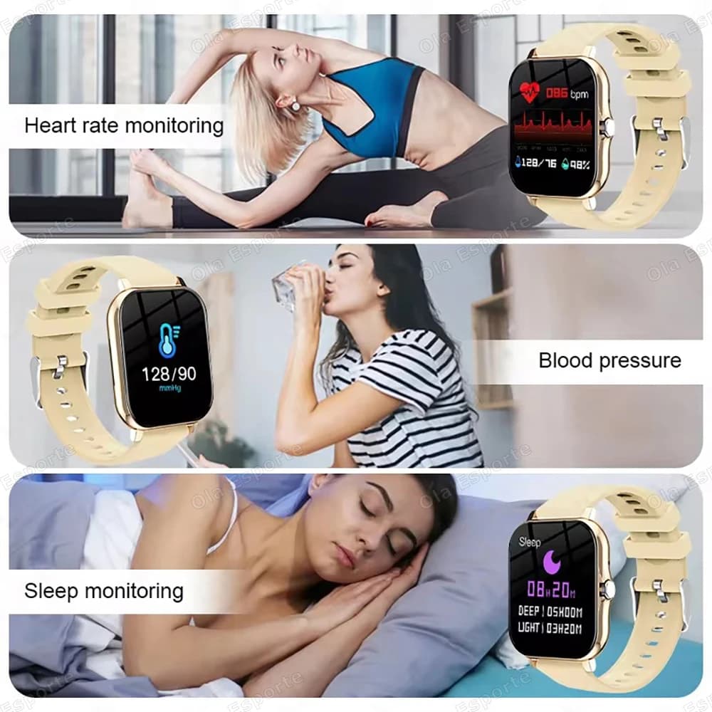 Smartwatch 2.01" HD - Montre connectée appels messages modes sport météo pour pêcheurs hommes femmes