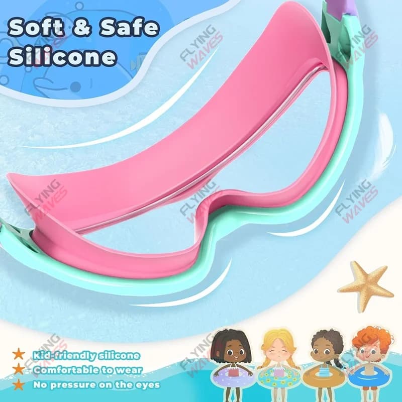 Lunettes de natation enfants colorées anti-UV - Modèle anti-buée étanche pour 3 à 15 ans