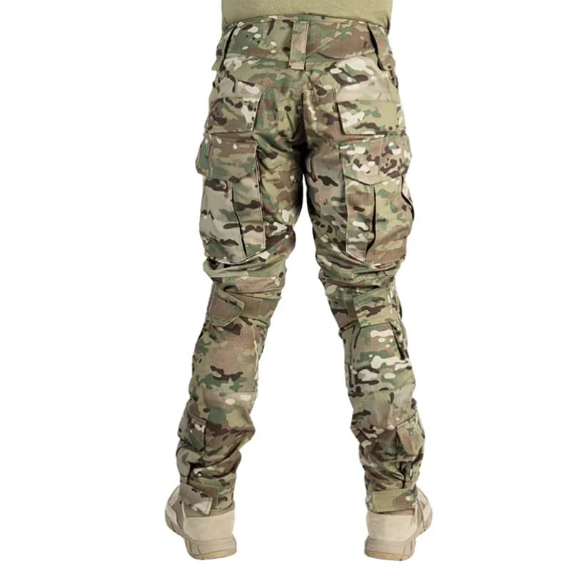 Pantalon tactique pêche camouflage respirant imperméable avec genouillères intégrées pour hommes