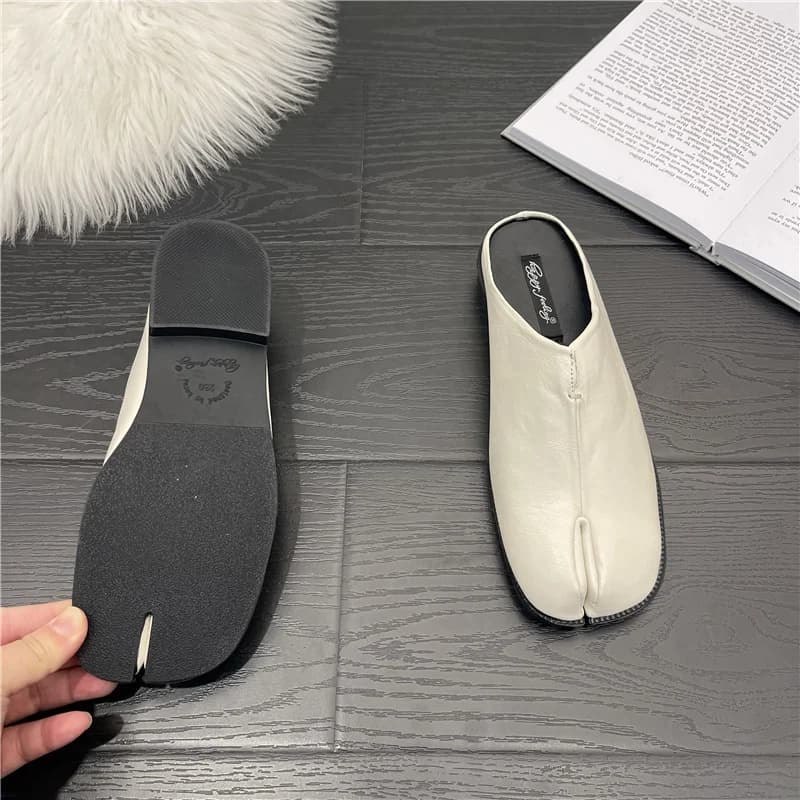 Chaussures tabi ninja cuir femme confortables mules plates orteils divisés pêche casual été