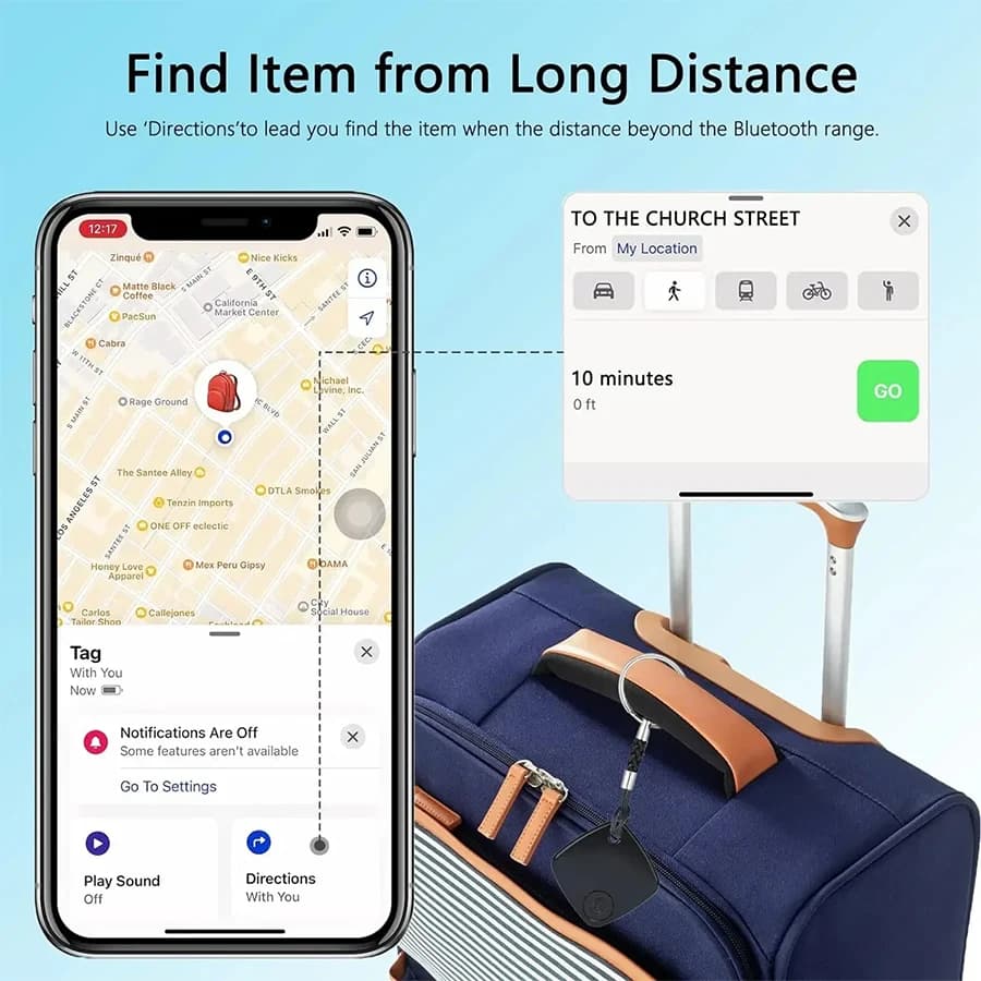 Tracker GPS Smart Tag pour équipement de pêche : localisation bagages, matériel, clés, compatible iPhone Android
