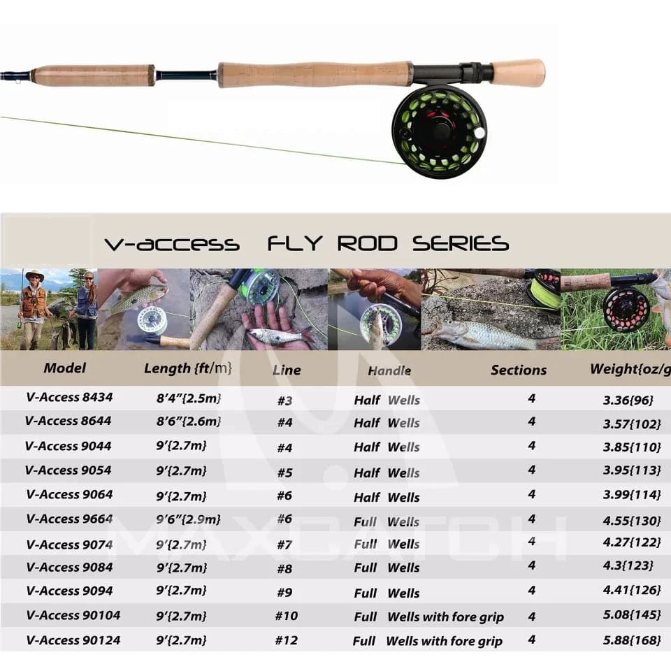 Canne à mouche Maximumcatch V-access 3-10WT 8ft-9ft action fast - Canne rapide pour pêche technique et précise