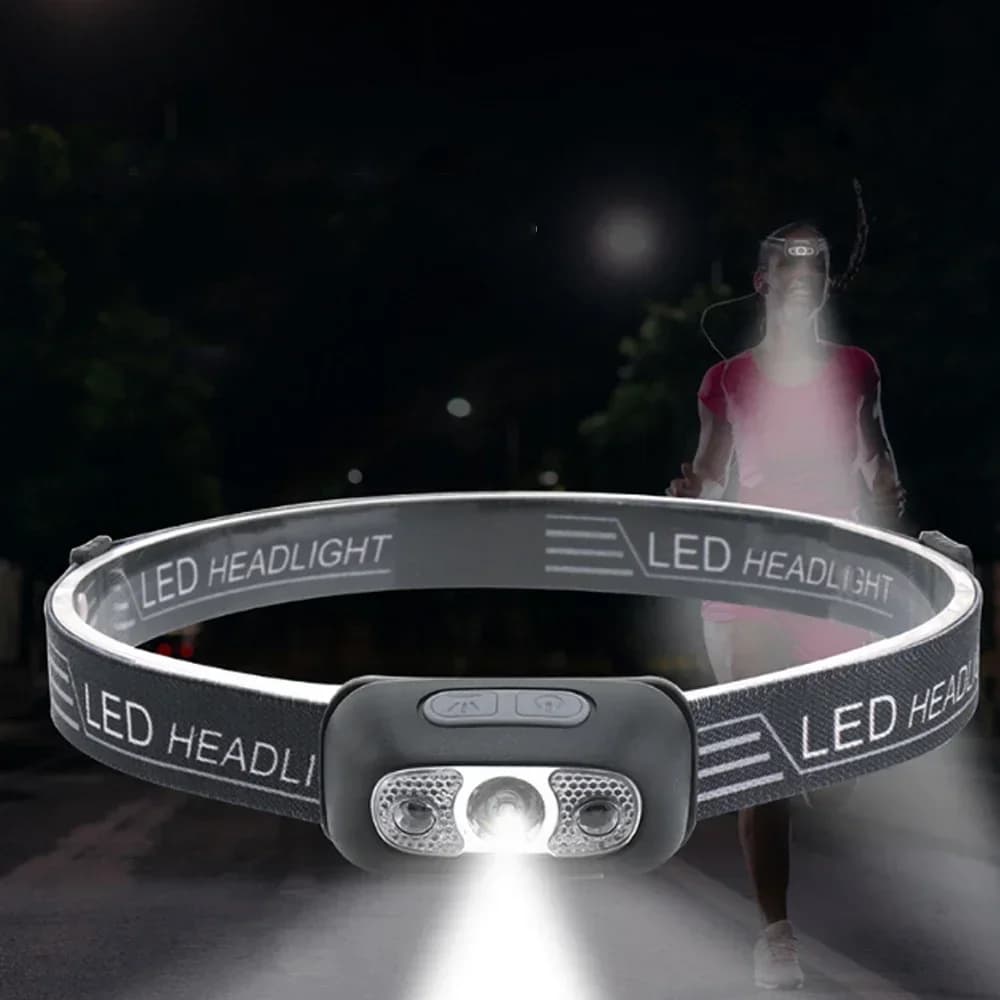 Lampe frontale LED mini rechargeable USB pêche nocturne détection vague camping lampe de pêche