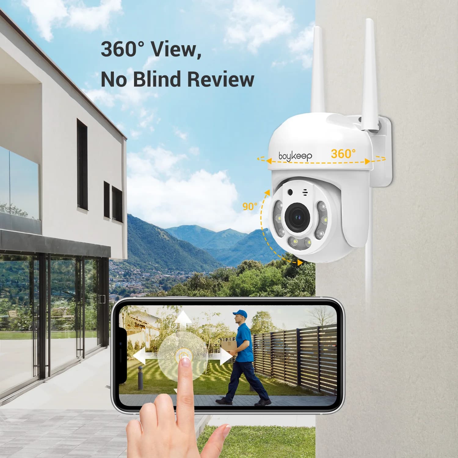 Caméra de surveillance extérieure BoyKeep 3MP WiFi vision nocturne couleur pour sécurité maison et pêche