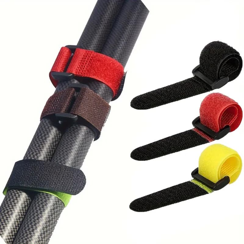 10 sangles réutilisables pour fixation canne à pêche : attaches réglables pour transport et rangement