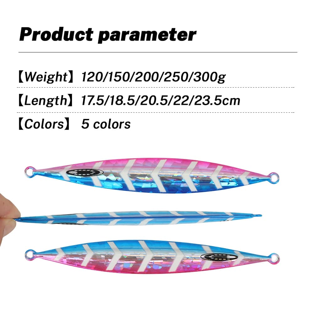 Jig métallique slow sinking 120-300g TOLU pour pêche profonde mer - Leurre coulant lent