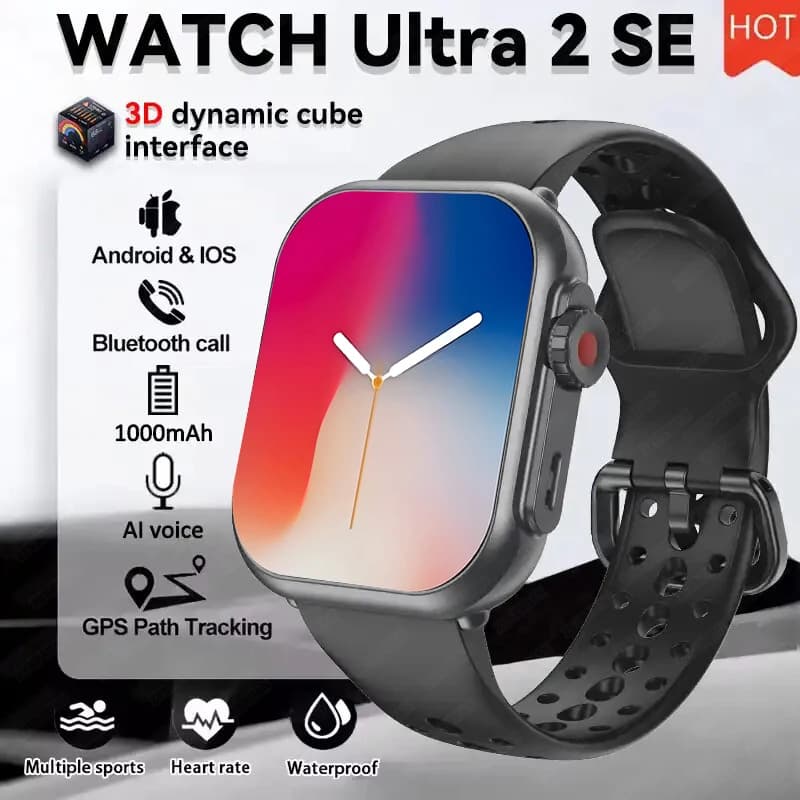 Montre connectée Watch Ultra K62 pour hommes et femmes avec GPS, étanche 100m et écran AMOLED