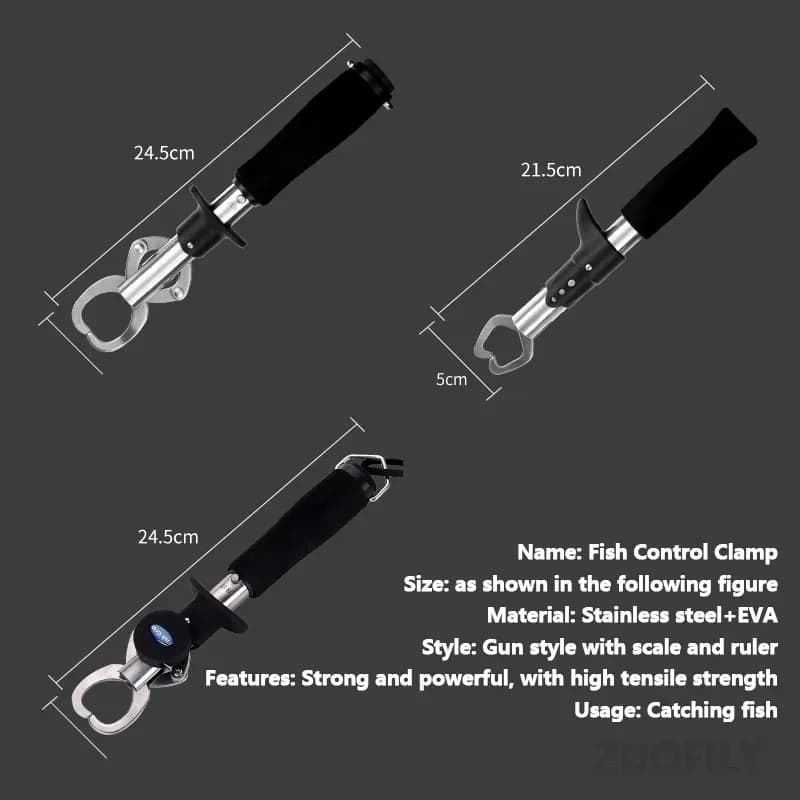 Contrôleur à poisson avec balance et règle - Pêche pince grip clip acier inoxydable