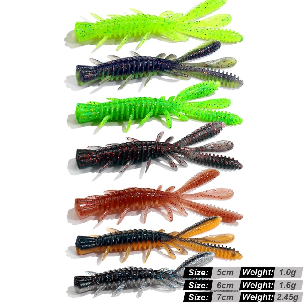 Kit 10PCS 20PCS leurres flottants souples 5-7cm crevettes jig rig pour pêche carpe