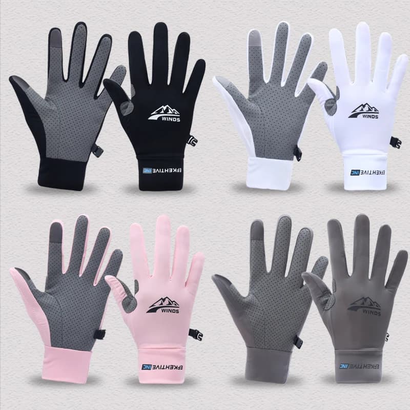 Gants pêche légers été soie glacée doigts complets séchage rapide écran tactile protection solaire