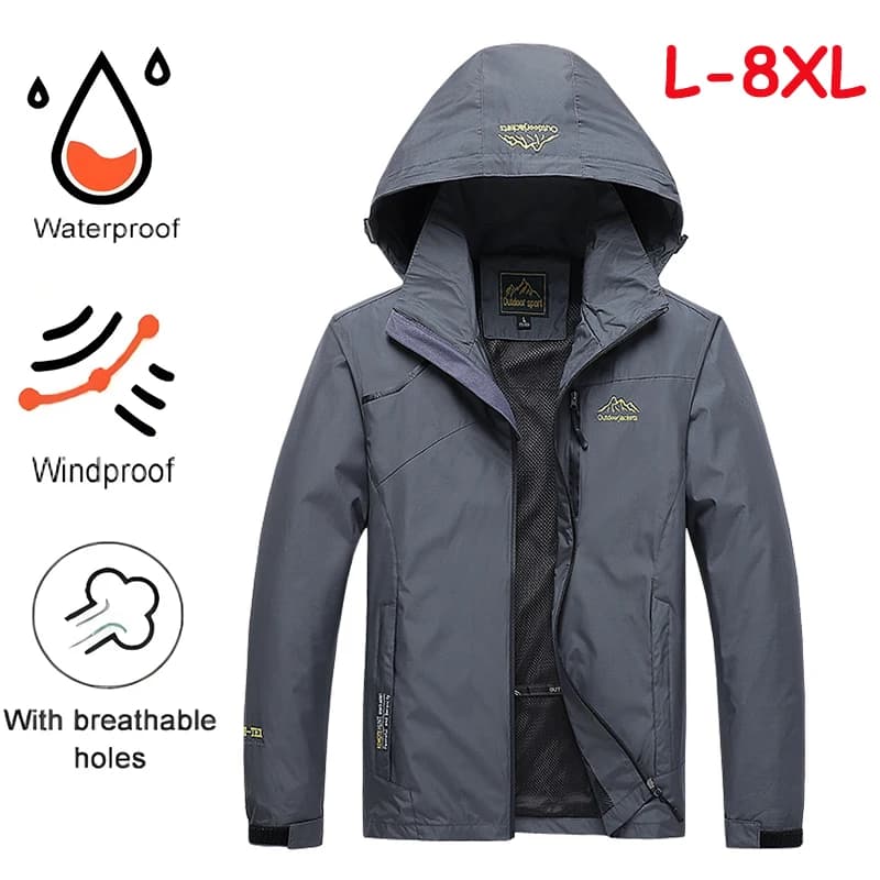 Veste de pêche imperméable homme grande taille automne chasse randonnée running coupe-vent
