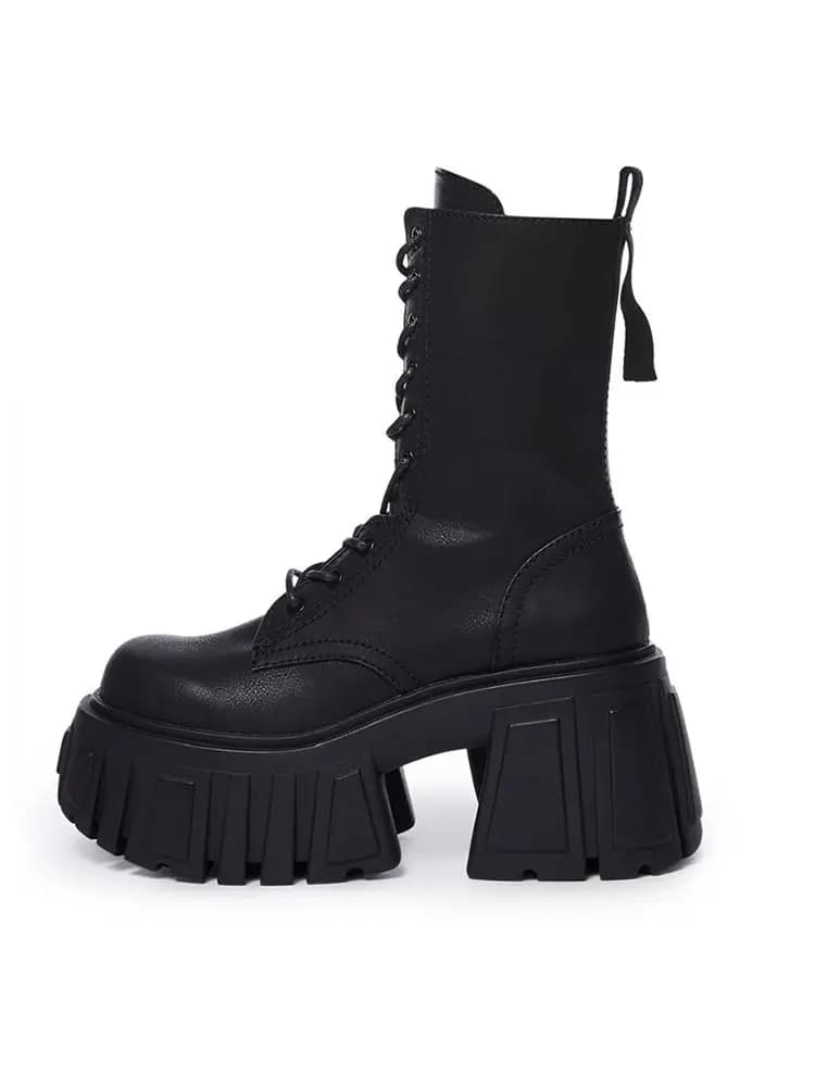 Bottes plateforme talon haut compensé femmes automne hiver cheville épaisse style comique pêche